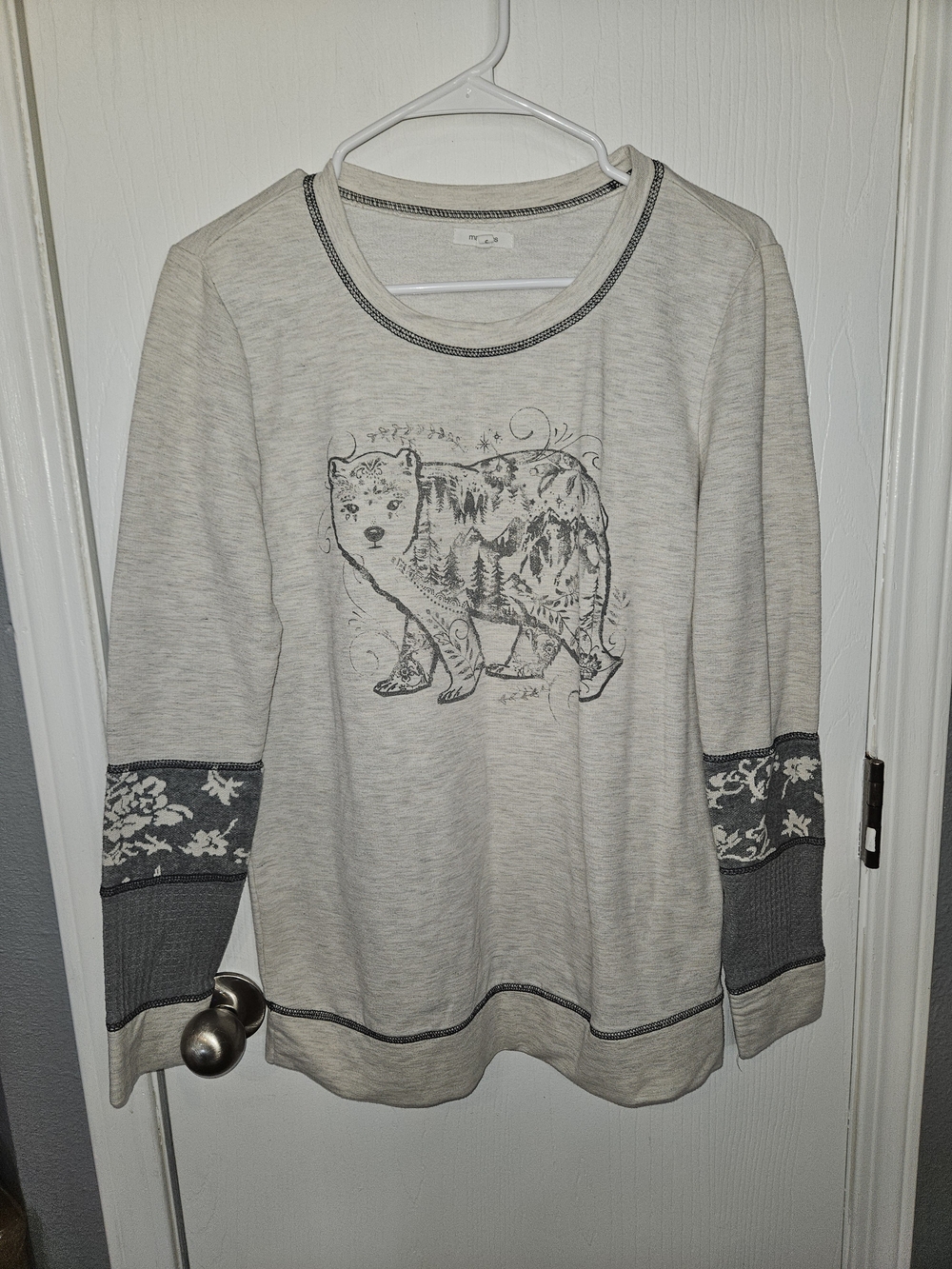 Maurices Cream Long-Sleeve Top with Bear Graphic